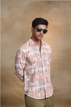 Premium Digital Blaze Natural Classic Full Sleeves Shirt - Peach