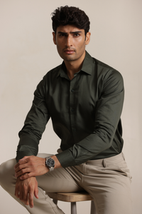 Essential Satin Shirt - Bottle Green