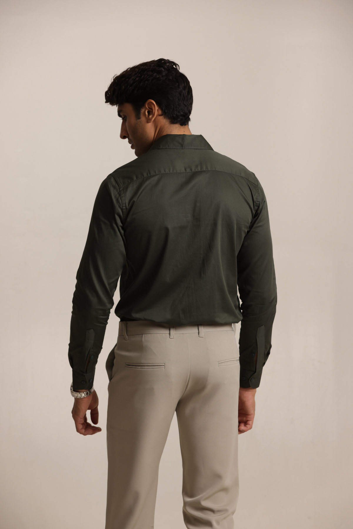 Essential Satin Shirt - Bottle Green