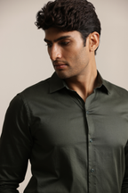 Essential Satin Shirt - Bottle Green