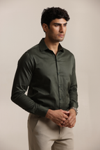 Essential Satin Shirt - Bottle Green