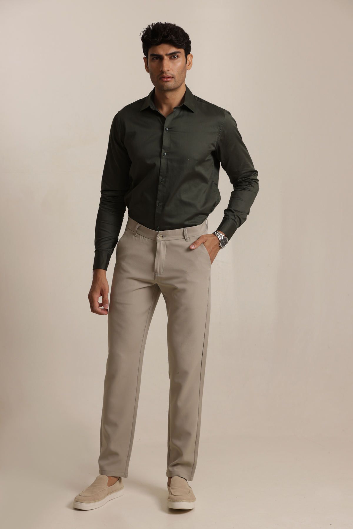 Essential Satin Shirt - Bottle Green