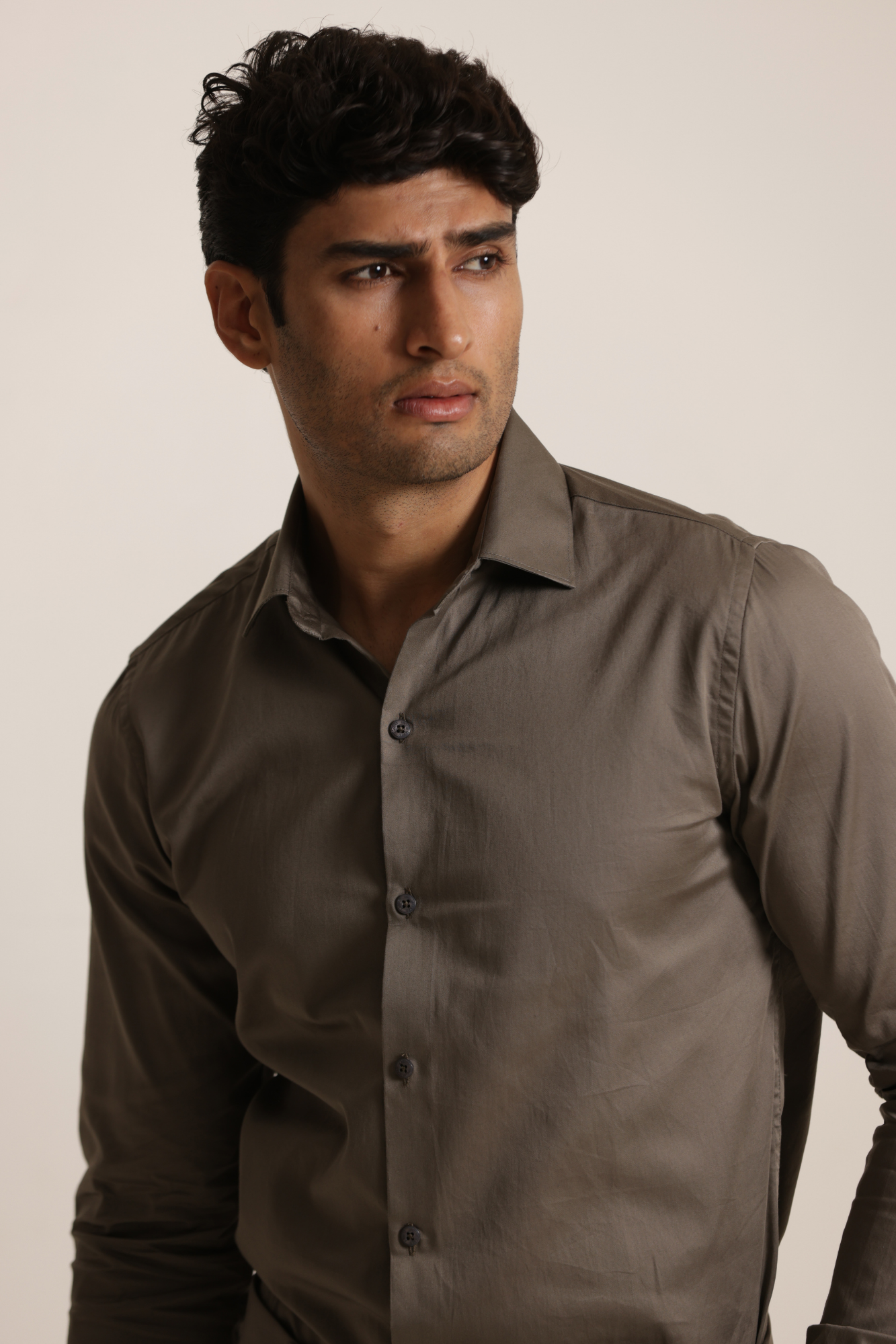Essential Satin Shirt - Brown