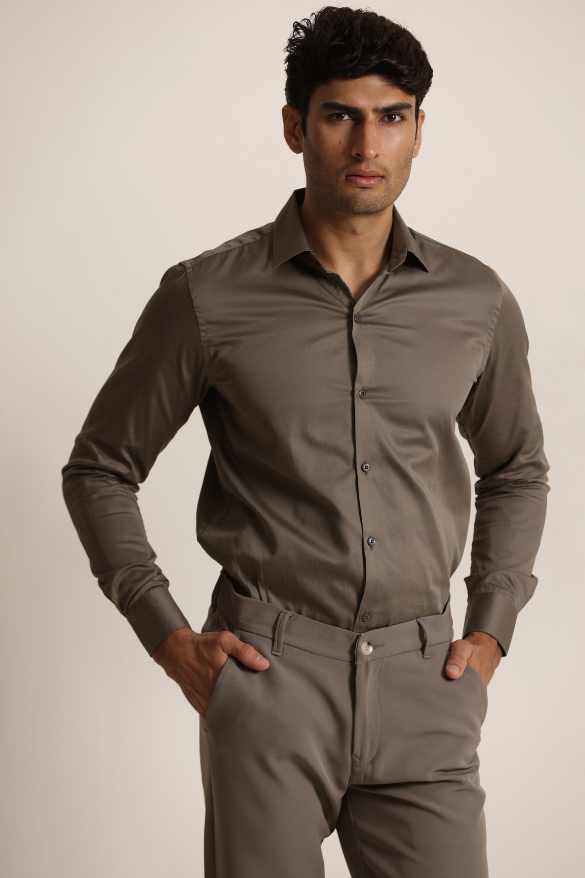 Essential Satin Shirt - Brown