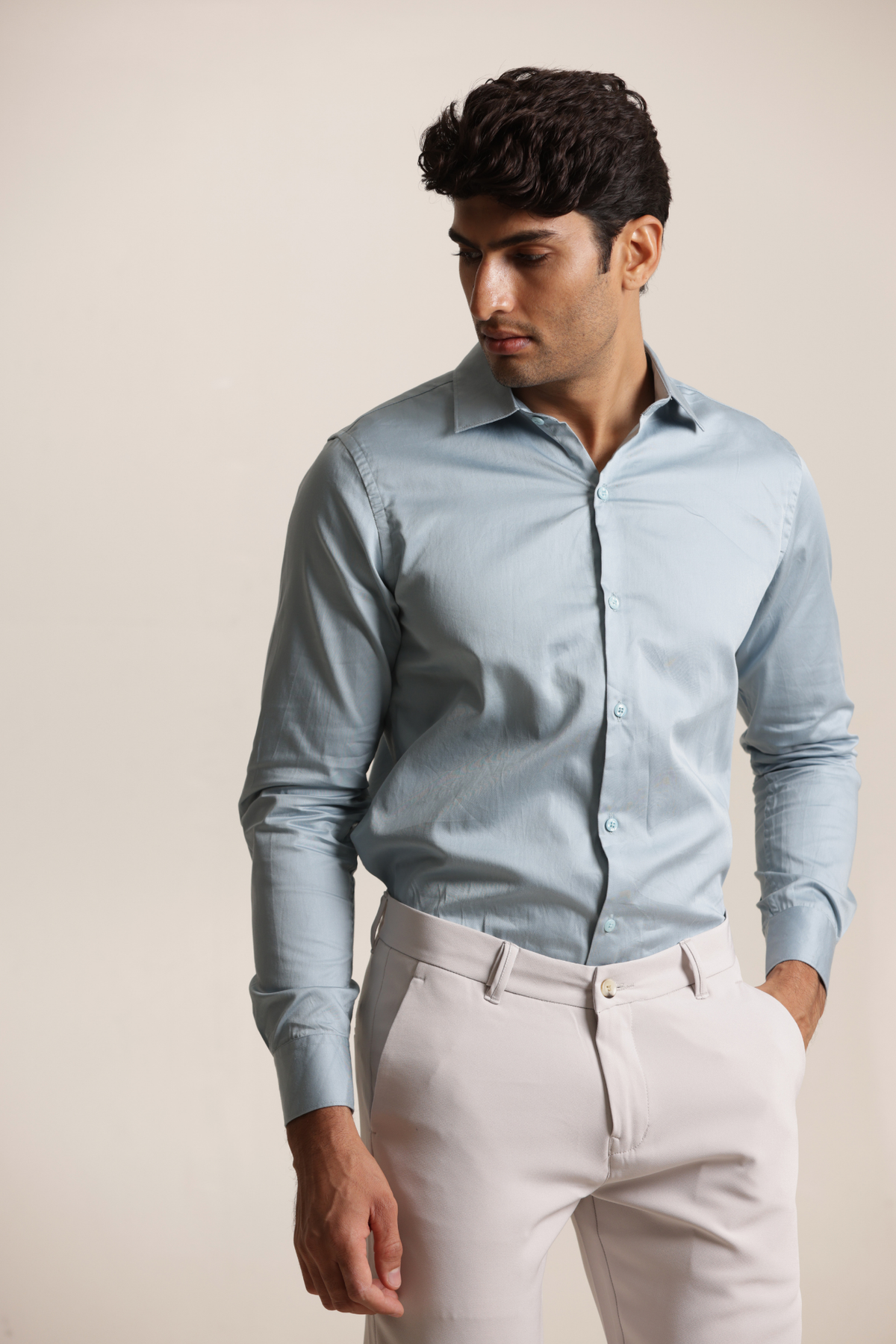 Essential Satin Shirt - Gerent Grey