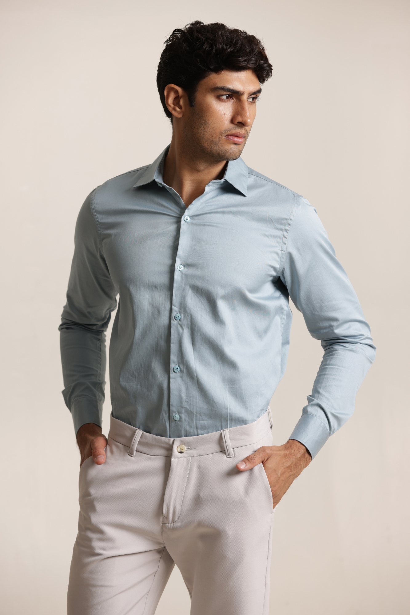 Essential Satin Shirt - Gerent Grey