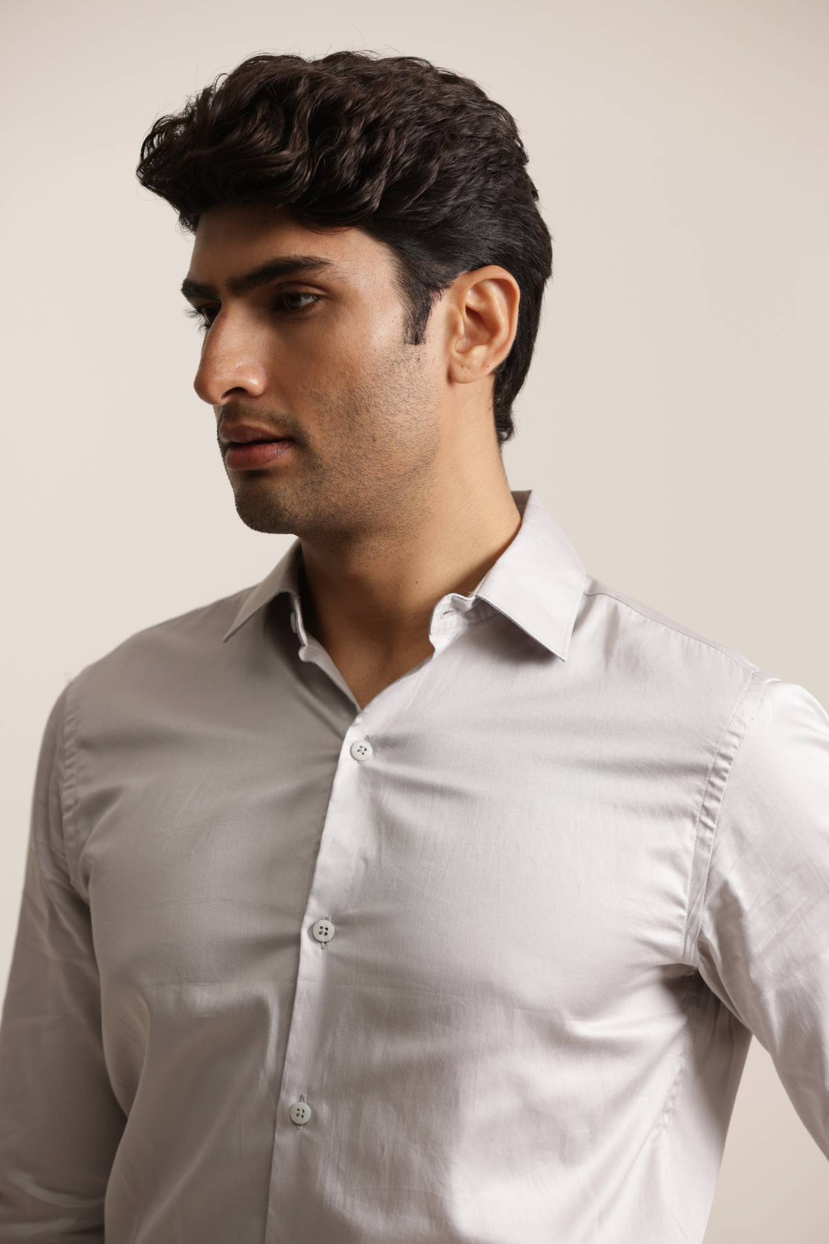 Essential Satin Shirt - Light Grey