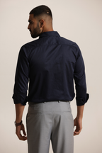 Essential Satin Shirt - Navy Blue