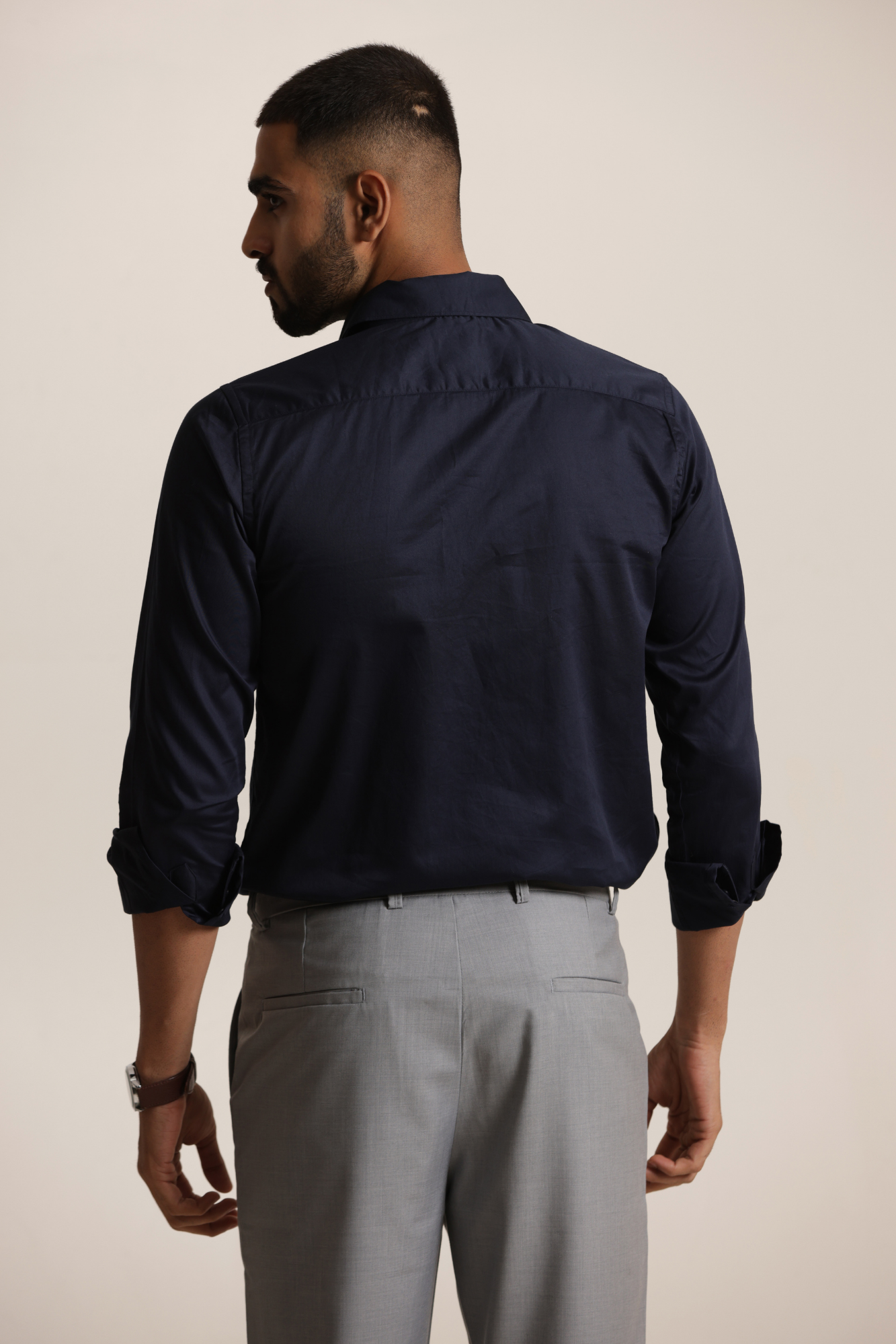 Essential Satin Shirt - Navy Blue