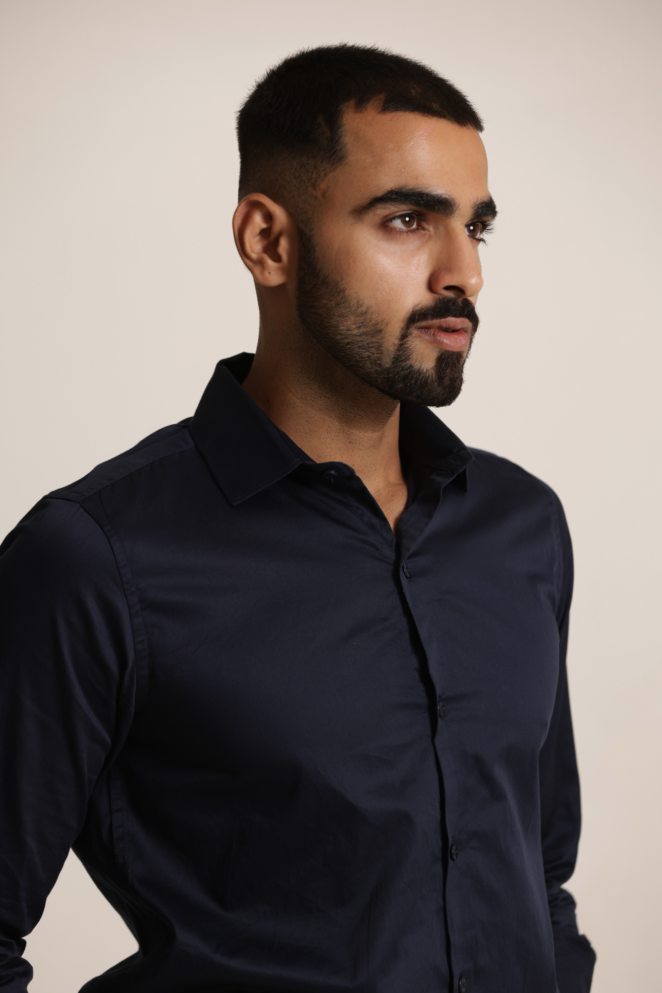 Essential Satin Shirt - Navy Blue