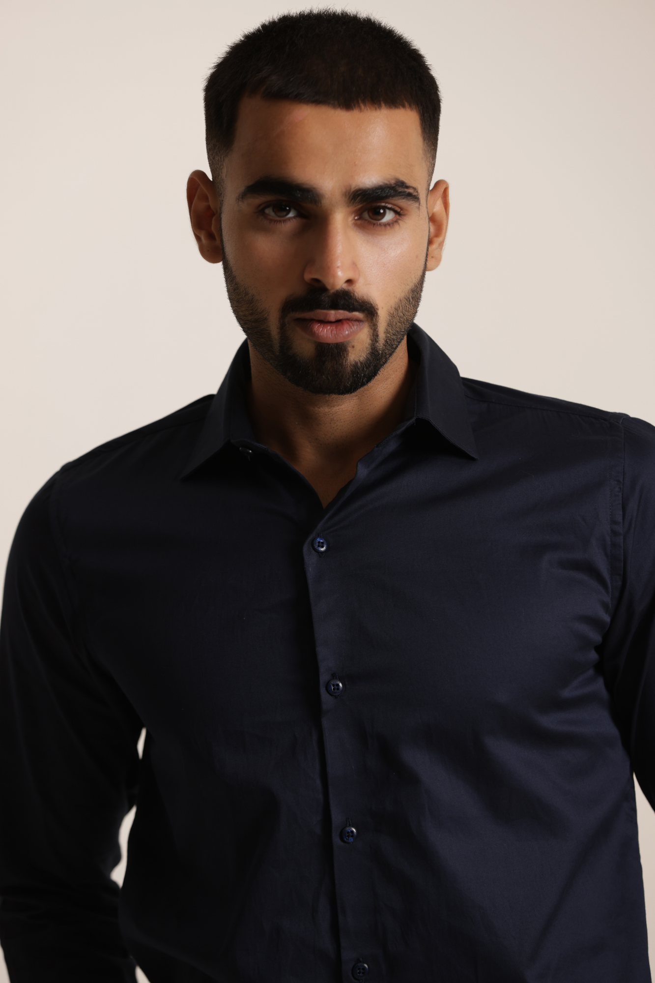 Essential Satin Shirt - Navy Blue