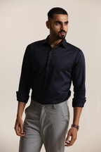 Essential Satin Shirt - Navy Blue