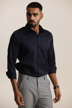 Essential Satin Shirt - Navy Blue