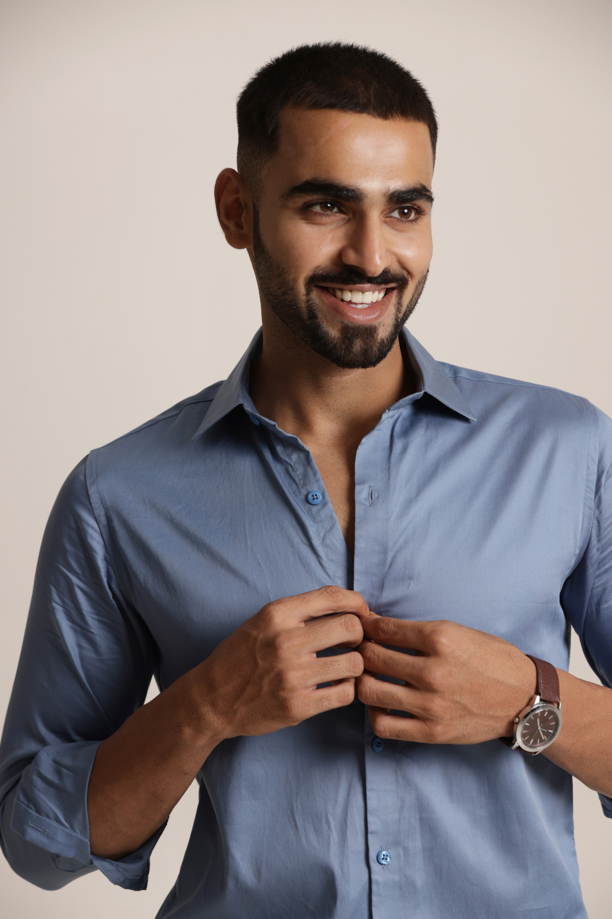 Essential Satin Shirt - Stone Blue