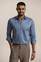 Essential Satin Shirt - Stone Blue