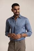 Essential Satin Shirt - Stone Blue