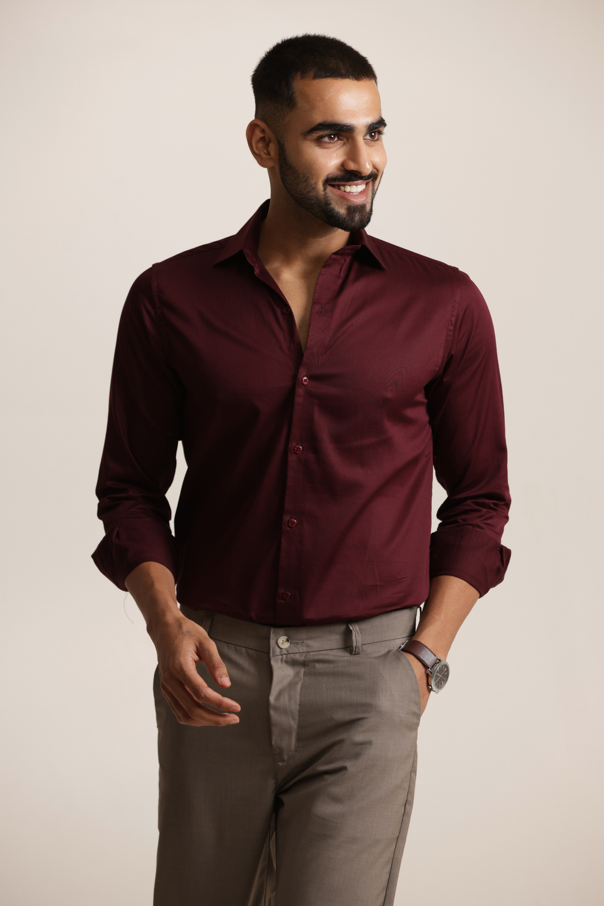 Essential Satin Shirt - Wine