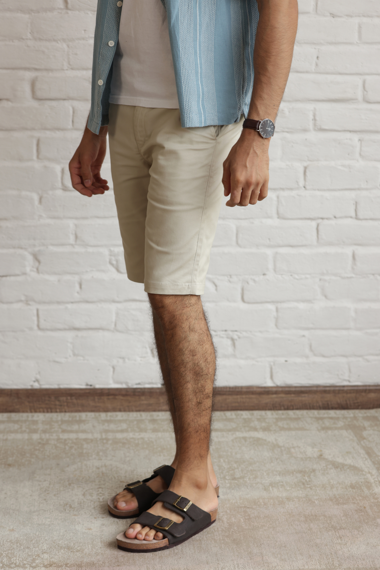 Classic Slim Fit Chinos Shorts Cream