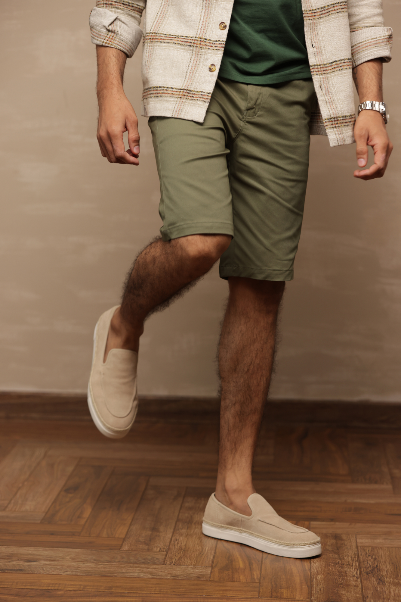 Classic Slim Fit Chinos Shorts Green