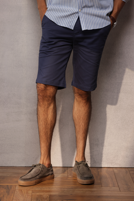 Classic Slim Fit Chinos Shorts Navy Blue