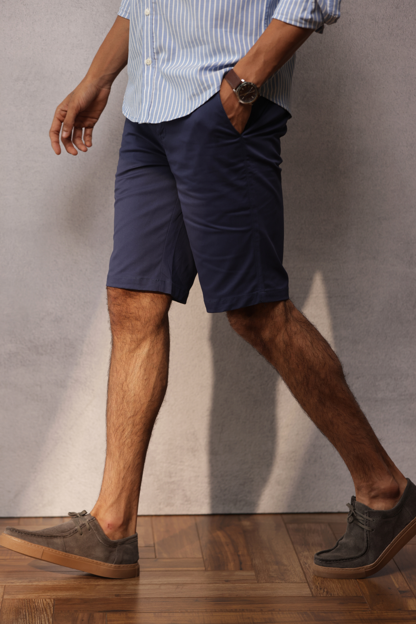 Classic Slim Fit Chinos Shorts Navy Blue