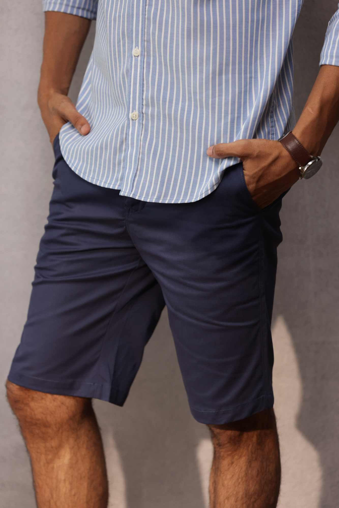 Classic Slim Fit Chinos Shorts Navy Blue