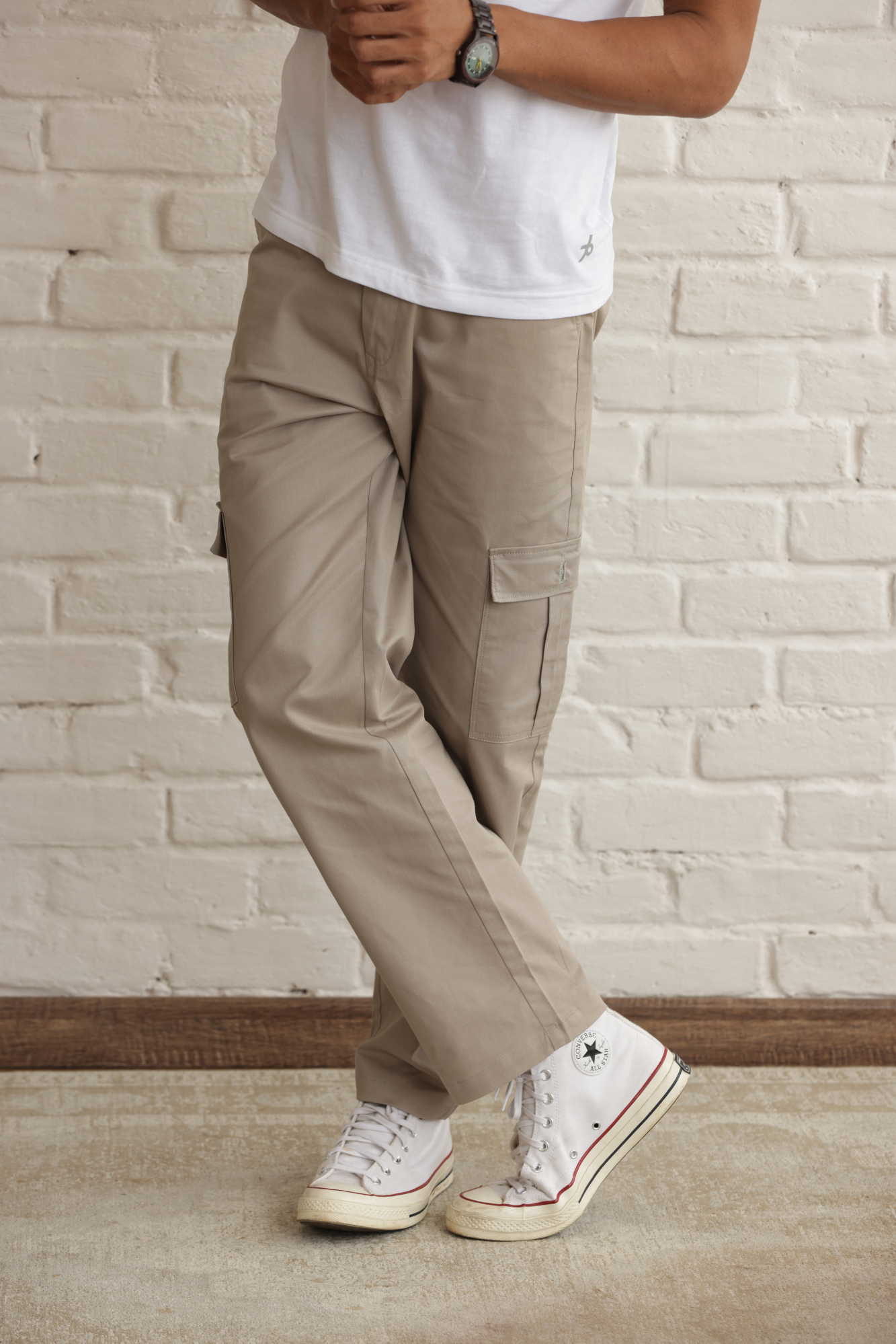 Classic Regular Fit Cargo Side Pocket Light Grey