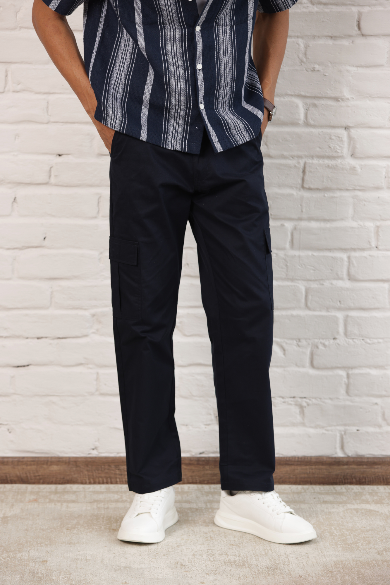 Classic Regular Fit Cargo Side Pocket Navy Blue