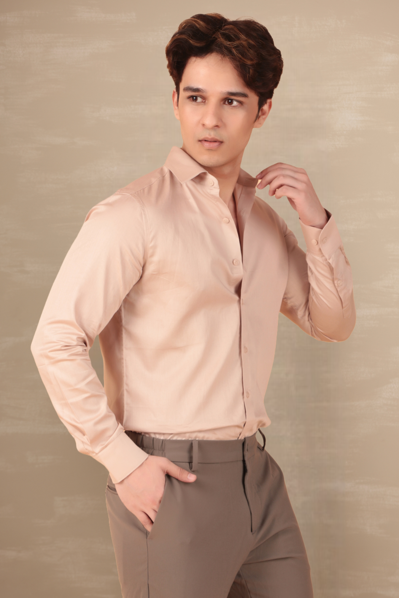 Essential Satin Shirt Beige