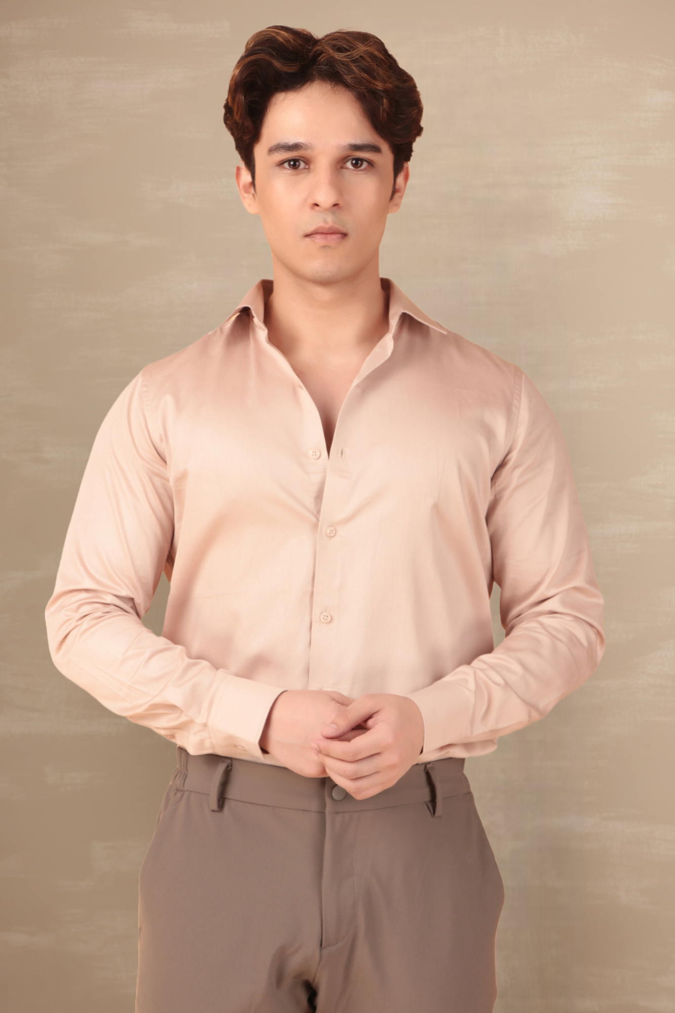 Essential Satin Shirt Beige