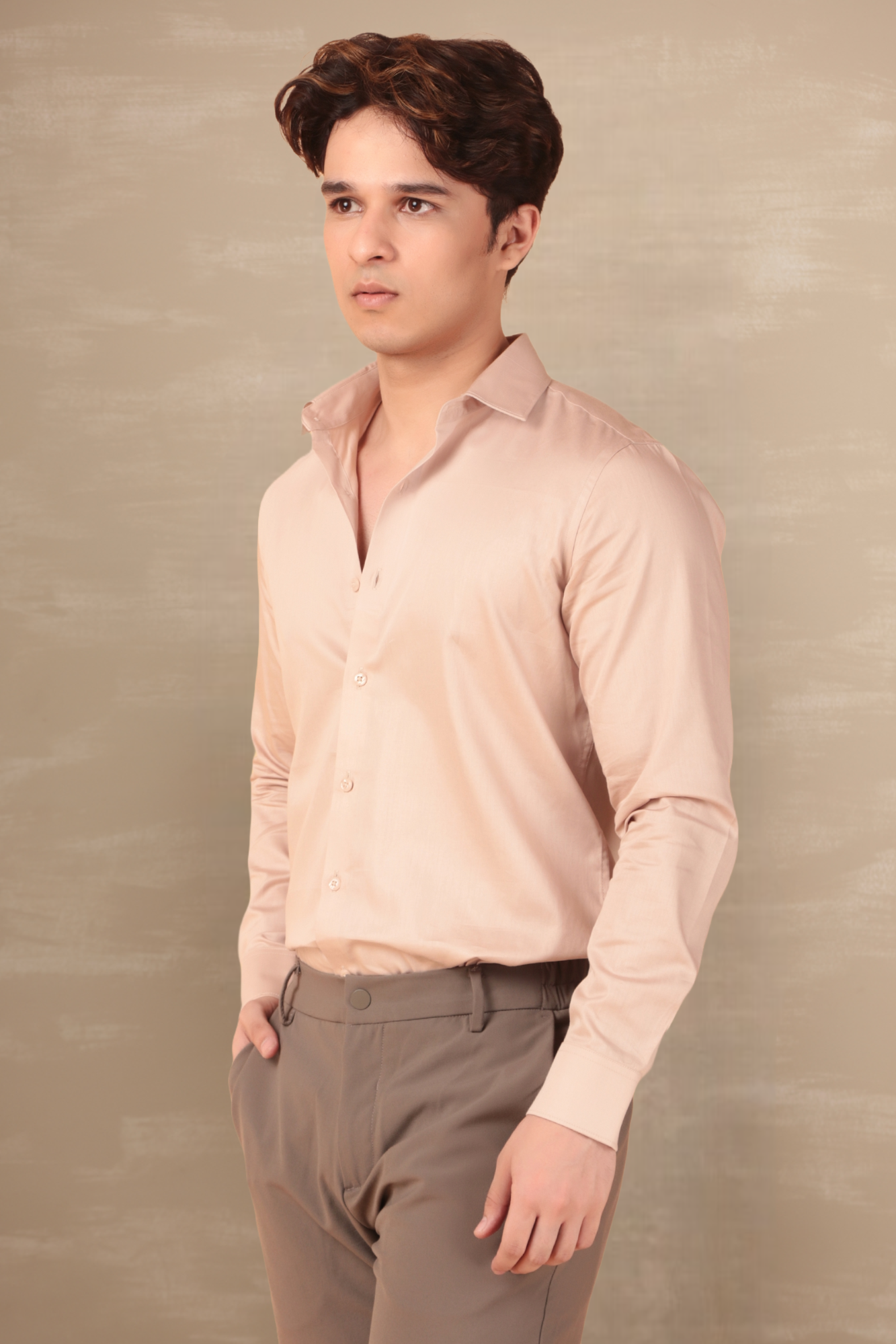 Essential Satin Shirt Beige