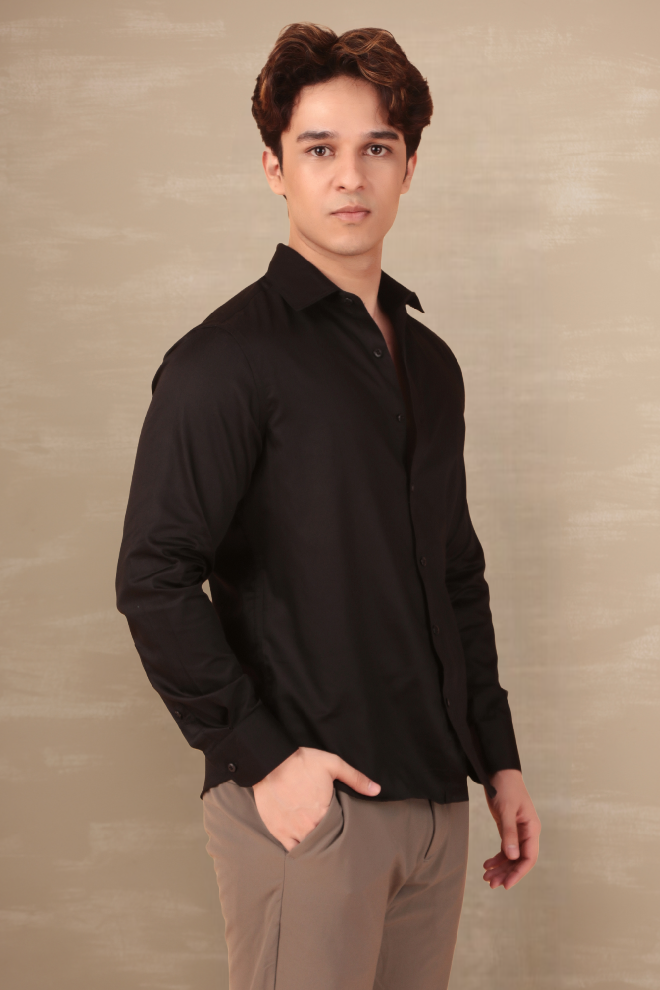 Essential Satin Shirt Black