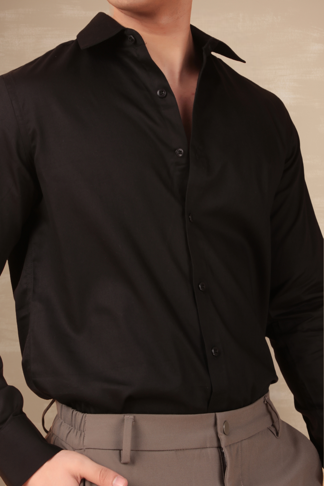 Essential Satin Shirt Black