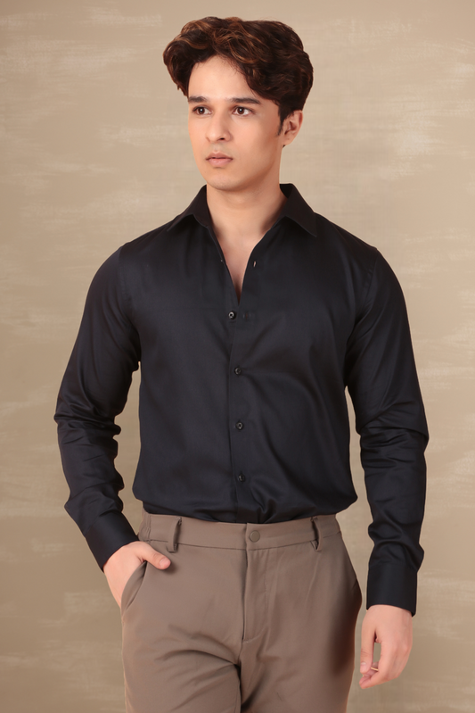 Essential Satin Shirt Navy