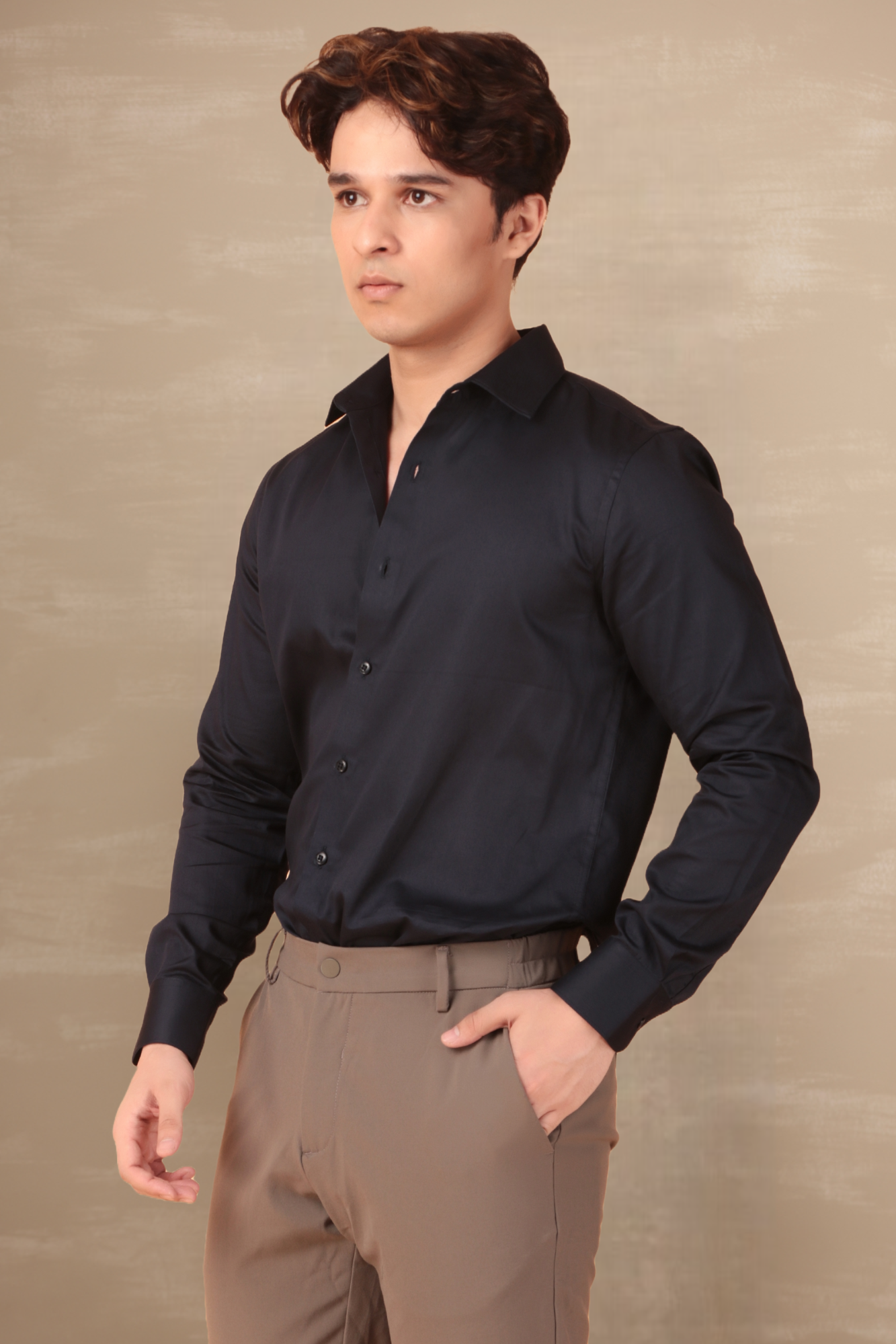 Essential Satin Shirt Navy