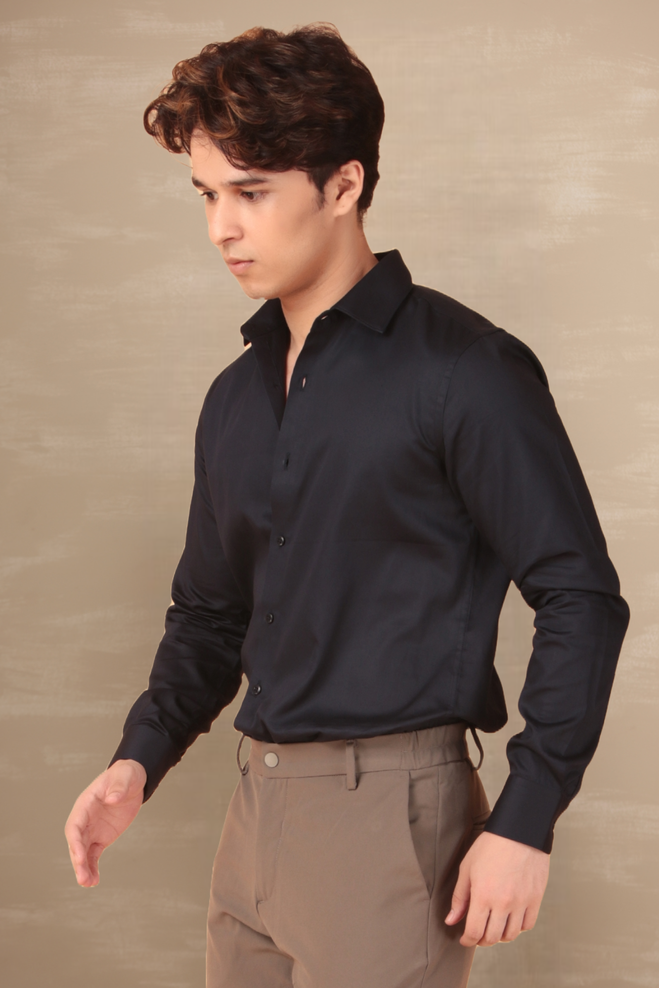 Essential Satin Shirt Navy