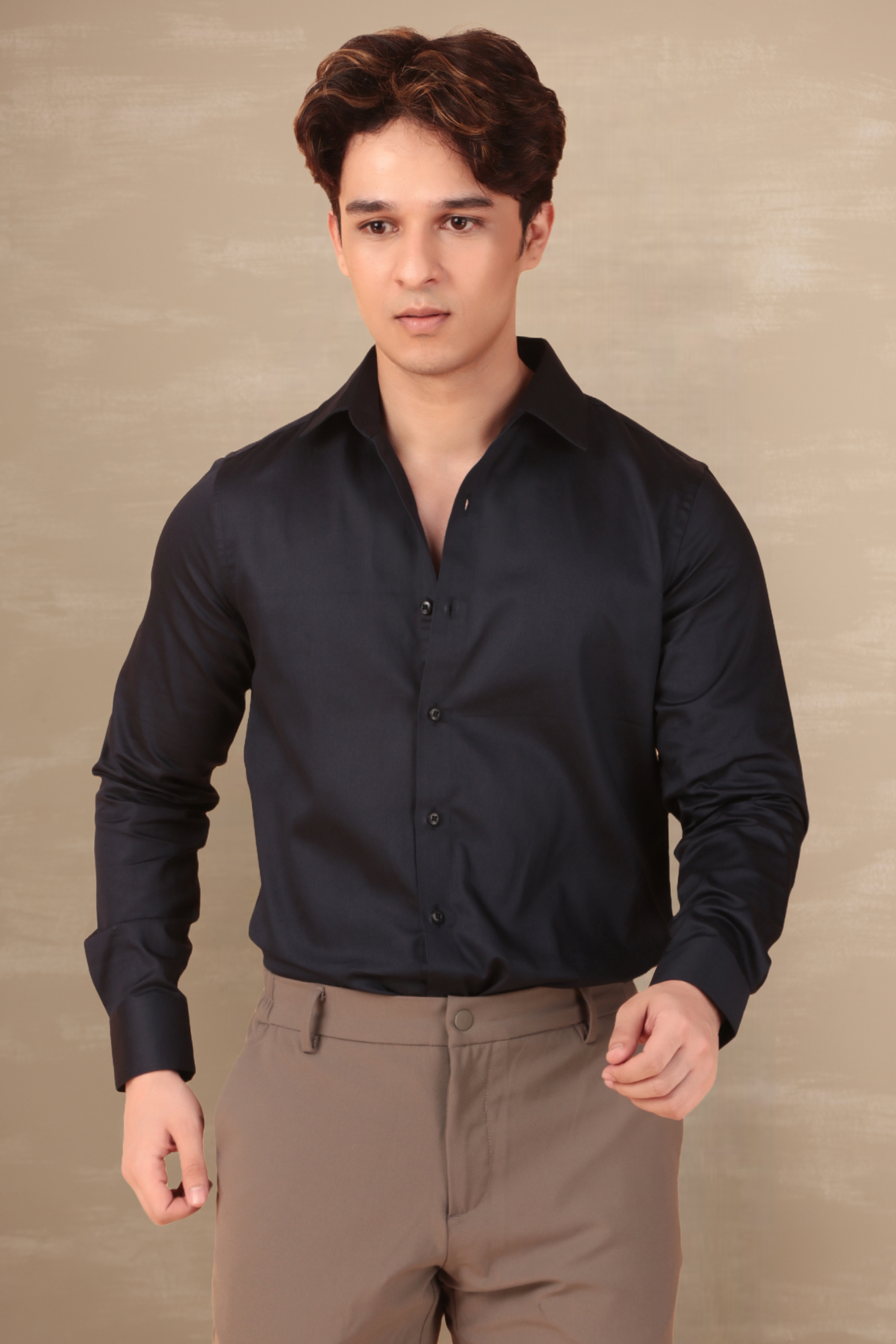 Essential Satin Shirt Navy