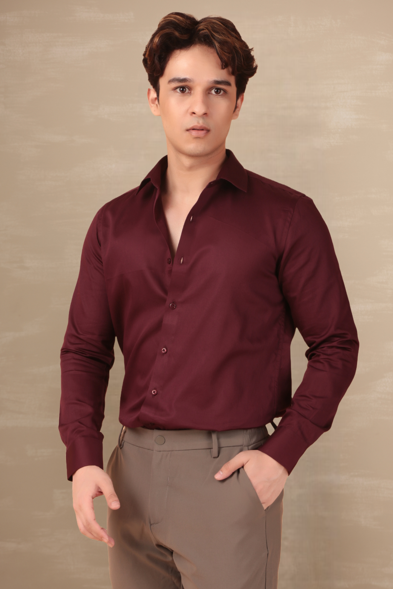 Essential Satin Shirt Wine