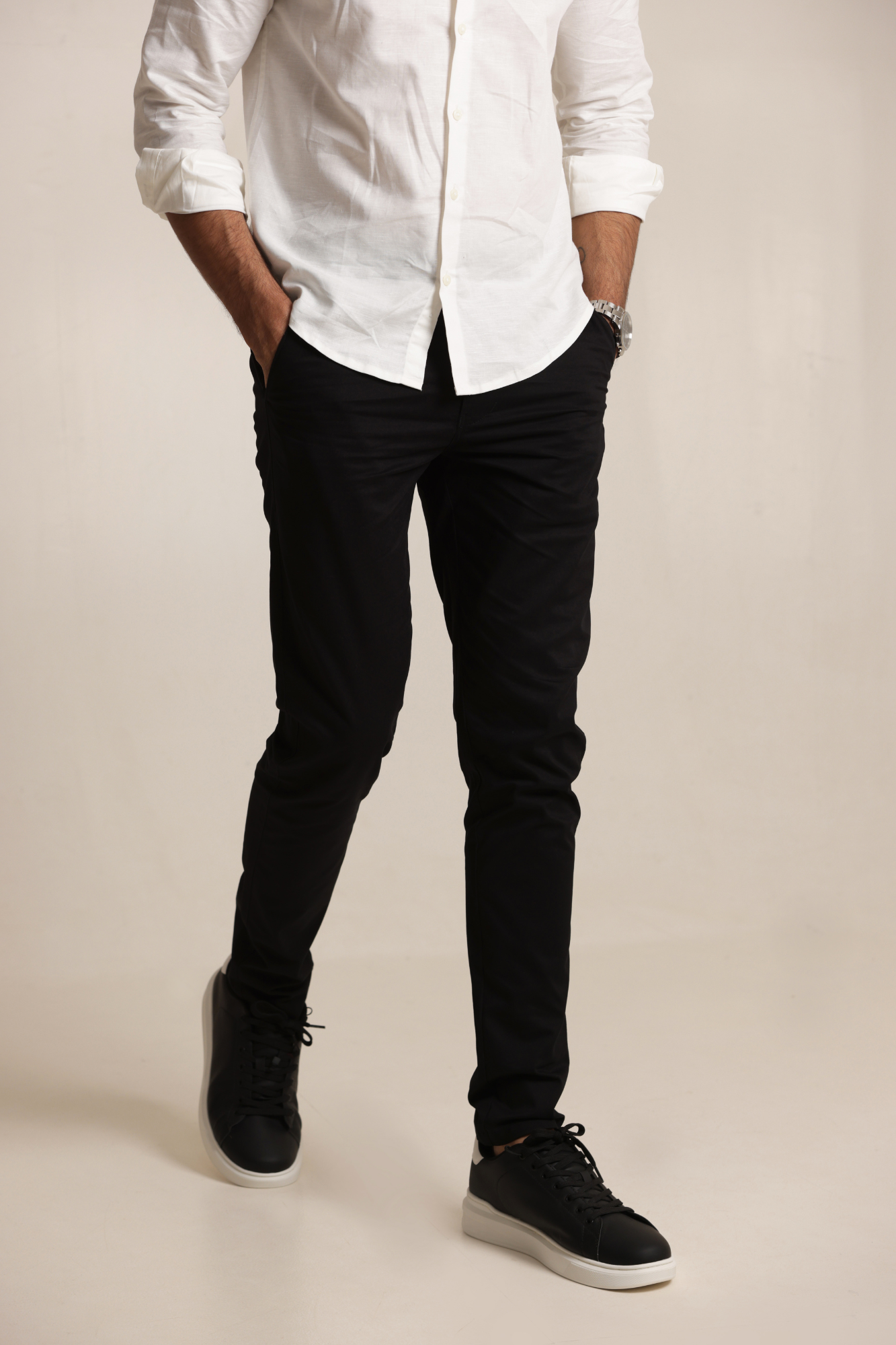 Classic Slim Fit Chinos Trouser Black