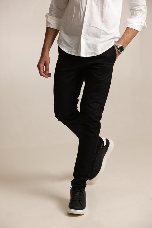 Classic Slim Fit Chinos Trouser Black