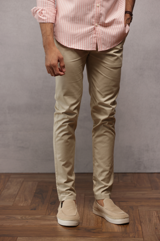 Classic Slim Fit Chinos Trouser Cream